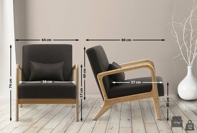 Fauteuil Hebbeng Stof, Bruin