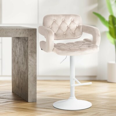 Barkruk Diblun Fluweel wit, Creme