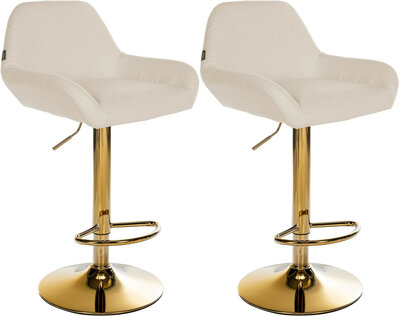 2-delige set barkrukken Braga Goud Stof, Creme