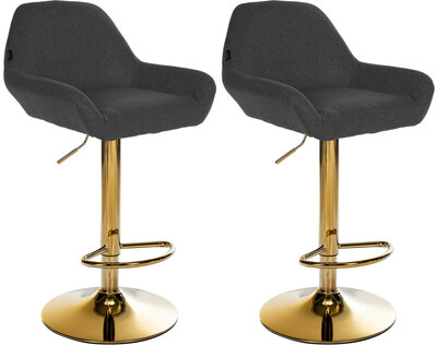 2-delige set barkrukken Braga Goud Stof, Zwart