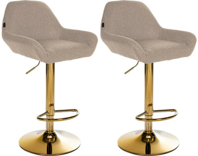 2-delige set barkrukken Braga Goud Stof, Taupe