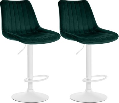 2-delige set barkruk Tino fluweel wit, Groen