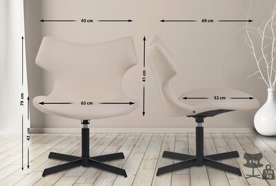 Ligstoel Wallend Kunstleer, Creme