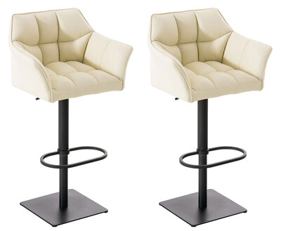 2-delige set barkruk Domasa kunstleer zwart, Creme