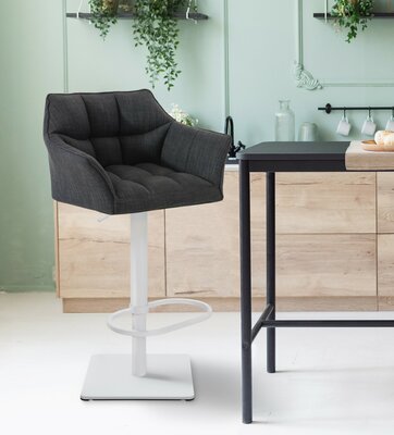 2-delige set barkruk Domasa stof wit, Grijs