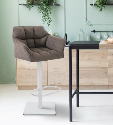 2-delige set barkruk Domasa stof wit, Grijs