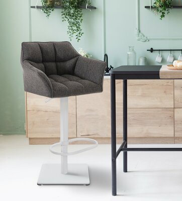 2-delige set barkruk Domasa stof wit, Grijs