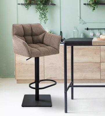 2-delige set barkruk Domasa stof zwart, Bruin