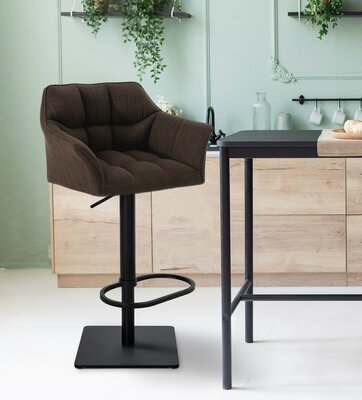 2-delige set barkruk Domasa stof zwart, Bruin
