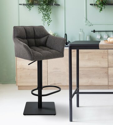 2-delige set barkruk Domasa stof zwart, Grijs