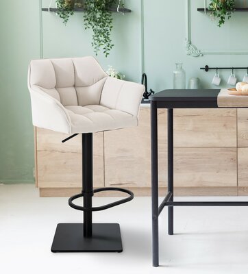 2-delige set barkruk Domasa stof zwart, Wit