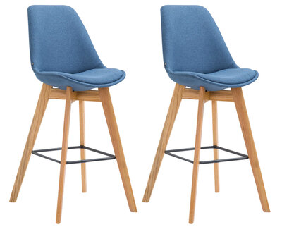 2-delige set barkrukken Mitz stof natuur, Blauw