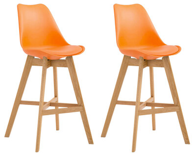 Set van 2 barkrukken Cennas kunststof naturel, Oranje