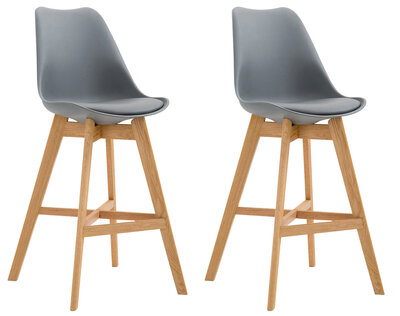 Set van 2 barkrukken Cennas kunststof naturel, Grijs