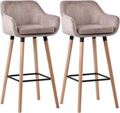 2-delige set barkruk Grint fluweel, Grijs
