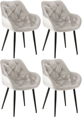 4-delige set stoel Tinni fluweel, Grijs