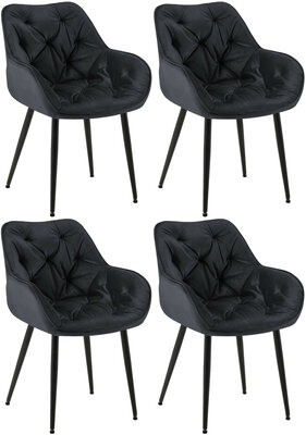 4-delige set stoelen Tinni fluweel, Zwart