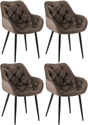 4-delige set stoelen Tinni fluweel, Bruin