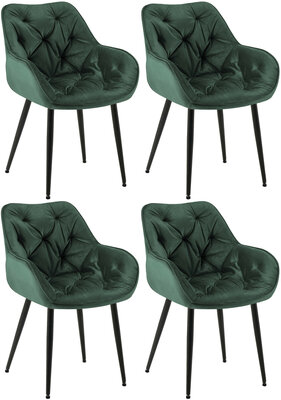 4-delige set stoelen Tinni fluweel, Groen