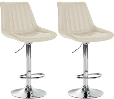 2-delige set barkruk Tino kunstleer chroom, Creme