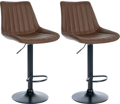 2-delige set barkruk Tino kunstleer zwart, Bruin
