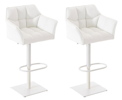 2-delige set barkruk Domasa kunstleer wit, Wit