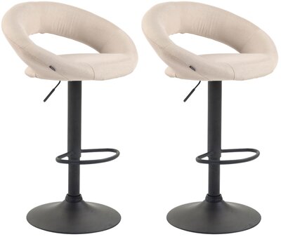 2-delige set barkrukken Alindo stof zwart, Creme