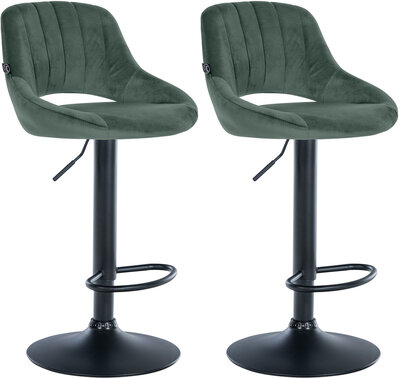 2-delige set barkrukken Melit fluweel B, Groen