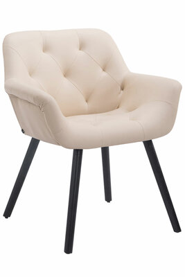 Bezoekersstoel Cissady Kunstleer Zwart, Creme