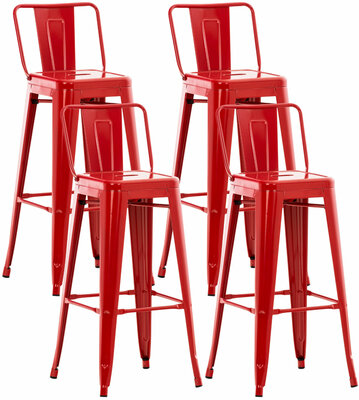 4-delige set barkrukken Mosan, Rood
