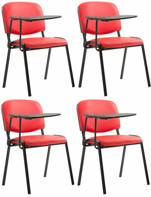 4-delige set stoelen Kin met inklapbare kunstlederen tafel, Rood