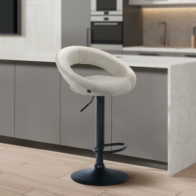 Barkruk Alindo Fluweel zwart, Creme