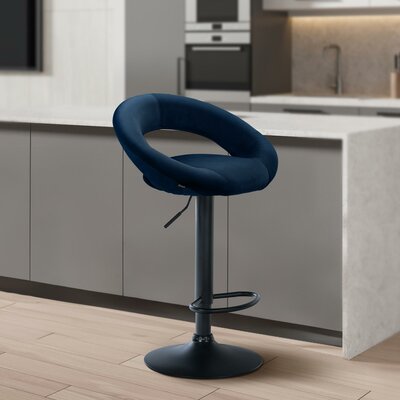 Barkruk Alindo Fluweel zwart, Blauw