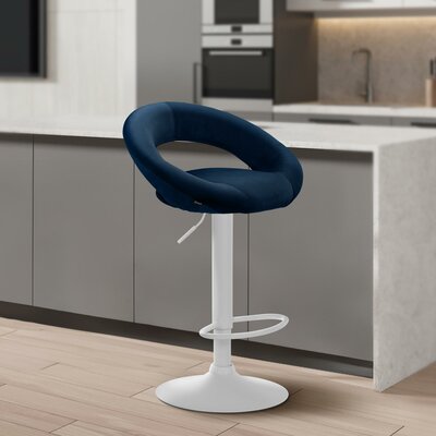 Barkruk Alindo fluweel wit, Blauw