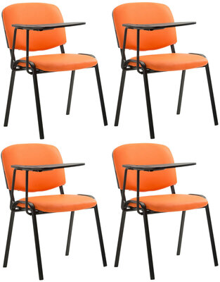 4-delige set stoelen Kin met inklapbare kunstlederen tafel, Oranje