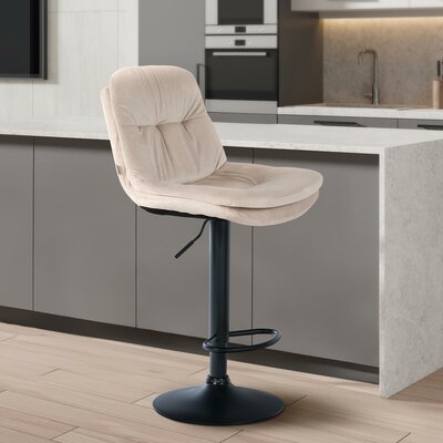 Barkruk Leural Fluweel zwart, Creme