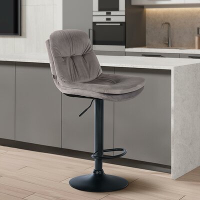 Barkruk Leural Fluweel zwart, Grijs