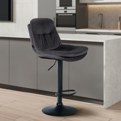 Barkruk Leural Fluweel zwart, Grijs