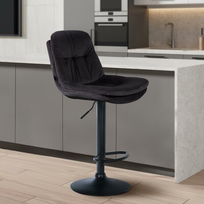 Barkruk Leural Fluweel zwart, Zwart