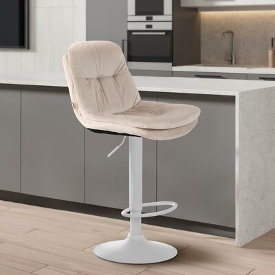 Barkruk Leural fluweel wit, Creme