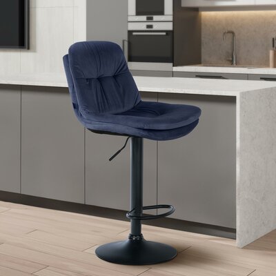 Barkruk Leural Fluweel zwart, Blauw