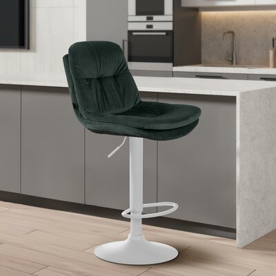 Barkruk Leural Fluweel wit, Groen