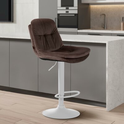 Barkruk Leural Fluweel wit, Bruin