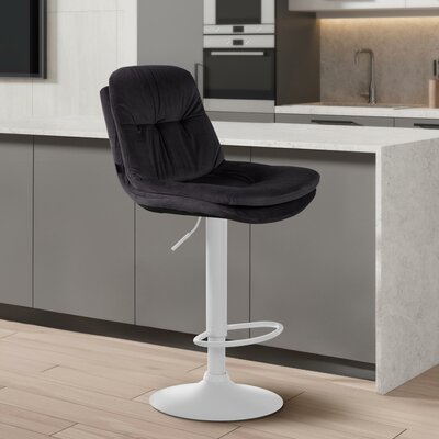 Barkruk Leural Fluweel wit, Zwart