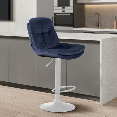 Barkruk Leural Fluweel wit, Blauw