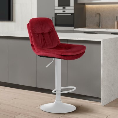 Barkruk Leural Fluweel wit, Rood