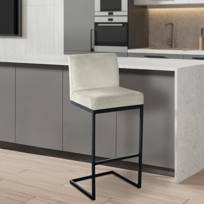 Barstoel Hepewoll Fluweel B, Creme