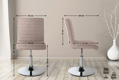 2-delige set eetkamerstoel Alves Stof, Taupe