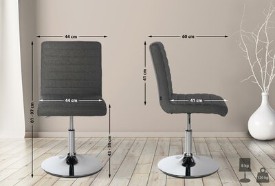 2-delige set eetkamerstoel Alves Stof, Grijs