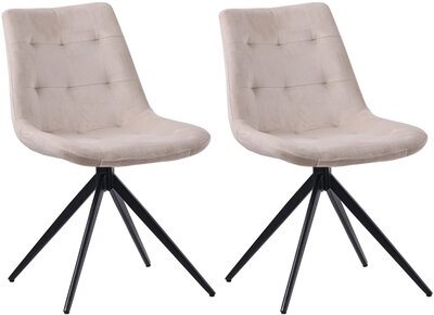 2-delige set eetkamerstoel Marne fluweel, Creme